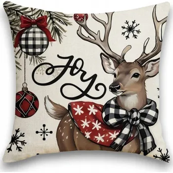 Povlak na polštářek VÁNOČNÍ POVLAK NA POLŠTÁŘ NA DEKORAČNÍ POLŠTÁŘEK JASÁNEK VZOR VÁNOCE 45x45 CM