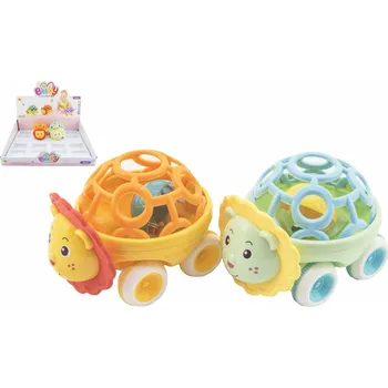 Teddies Chrastítko autíčko zvířátko plast 14cm 2 barvy na volný chod