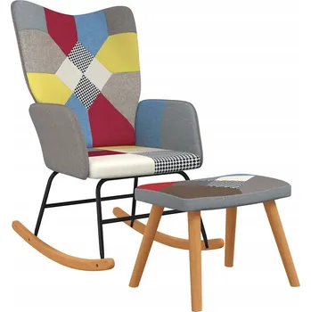 Křeslo Barevné houpací křeslo s podnožkou 61x78x98 cm, patchwork