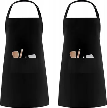 Kuchyňská zástěra SADA 2x KUSŮ ZÁSTĚRA KUCHYŇSKÁ ZÁSTĚRA ČERNÁ GASTRONOMIE Kapsa