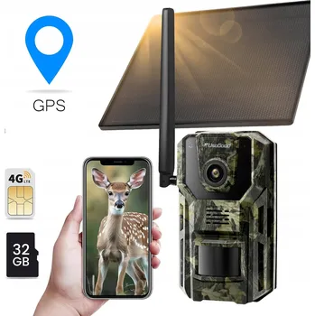 Bezpečnostní kamera 2K LESNÍ KAMERA FOTOPAST 4G LTE SIM FHD SOLÁRNÍ BATERIE S APLIKACÍ GPS SD