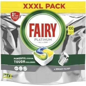 Přípravek do myčky Tablety do myčky Fairy Platinum Lemon 100 ks Ochrana nádobí a stříbra