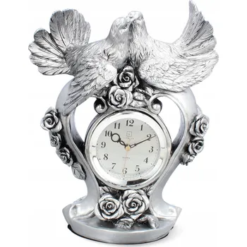 Hodiny LIVELLO Krbové hodiny stojací keramické retro stříbrné 32 cm velké HOLUBICE