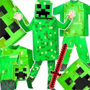 Karnevalový kostým KOSTÝM MINECRAFT PRO CHLAPCE CREEPER SADA MASKA KOSTÝM MEČ
