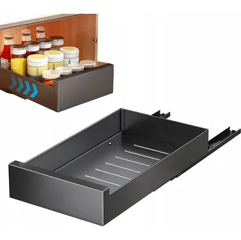 Úložný box Koš Šuplík výsuvná do skříňky kuchyňský organizér černá 30 x 43 x 9 cm