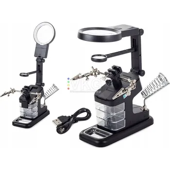 Lupa Lupa třetí ruka s 10 LED SMD a držákem pro pájení 2,5x