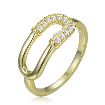 Souprava šperků MINET Luxusní pozlacený stříbrný prsten se zirkonem vel. 53