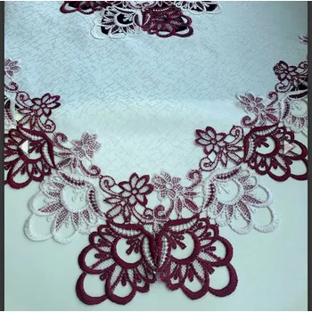 ubrus Ubrus na stůl látkový čtvercový 90x90cm Bílý Bordó