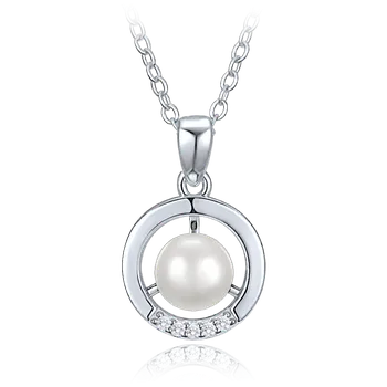 Souprava šperků MINET Elegantní stříbrný náhrdelník kroužek s perlou a zirkonem