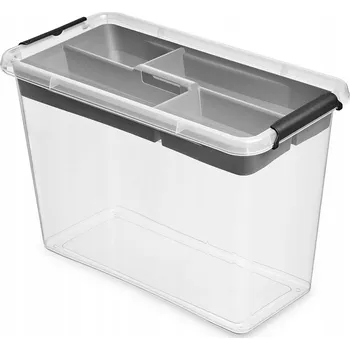 Úložný box Krabice s víkem černá, odstíny šedé a stříbrné, průhledný