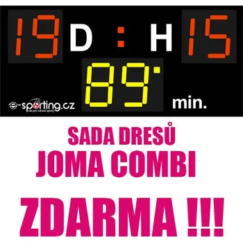 Fotbalová branka Světelná výsledková tabule DERBY, 0-19 + sada dresů JOMA