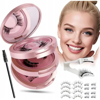 Umělé řasy MAGNETICKÉ ŘASY 3D UMĚLÉ DLOUHÉ SADA 8 PÁRŮ + PINZETA ZRCÁTKO