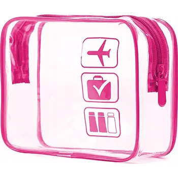 Kosmetická taška Kosmetická taštička DKM Průhledná kosmetická taštička růžová bezbarvá