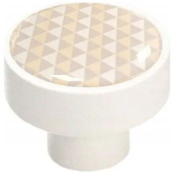 Nábytkové kování Knopka GAMET dřevěná bílá matná GD08 + trojúhelníčky