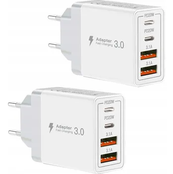 RYCHLÁ SÍŤOVÁ NABÍJEČKA KOSTKA ZDROJ 2X USB-C + 1x USB-A, 40W VÝKONNÁ