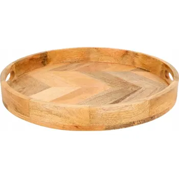 Dřevěný tác z manga, dekorativní kulatá mísa s úchytem Ø 36 cm Home