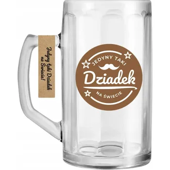 Sklenice SILNÝ Pivní Sklenice na pivo 500ml s uchem, Dárek dla Dziadka na Dzień Dziadka