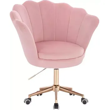 LuxuryForm DESIGN Křeslo FREY VELUR na zlaté podstavě s kolečky - růžové