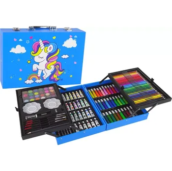 Modelovací hmota Lean Toys VÝTVARNÁ SADA 145 KUSŮ V růžovém pouzdře s jednorožcem