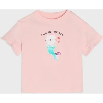 Dívčí tričko Sinsay - Tričko s krátkým rukávem - pastelová růžová - 773EA-03X - 773EA-03X-98