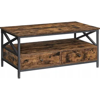 Konferenční stolek Konferenční stolek Songmics obdélníkový 100 x 55 x 45 cm černý, odstíny hnědé