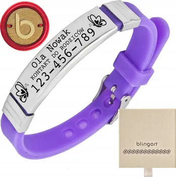 Náramek BLINGART Dětský náramek ICE kaučukový fialový GRAVÍROVÁNÍ DÁREK