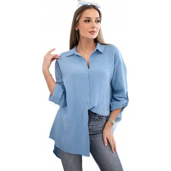 Dámská košile Dámská džínová košile bavlněná MUŠELÍNOVÁ Plus Size