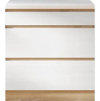 Nábytek Dolní skříňka D 80 3, vysoký bílý lesk/dub sonoma, LINE