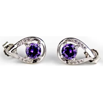 Náušnice Stříbrné náušnice se zirkony fialové