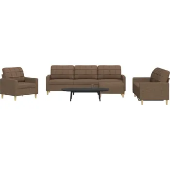 Sedací souprava vidaXL 4dílná sedací souprava s podnožkou textil [3278296] Barva: Hnědá