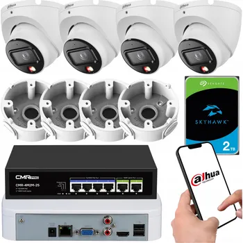 Bezpečnostní kamera Sada monitoringu 4x IP kamera Dahua 6Mpx PoE switch, rekordér, disk 2TB