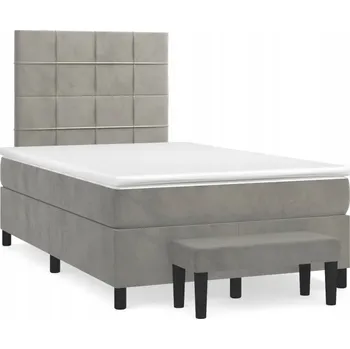 Postel Kontinentální postel světle šedá 203 x 120 x 118/128 cm s matrací 120 x 200