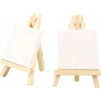 Obraz 2 x malířský stojan malý 13 cm mini + malířské plátno 7 cm