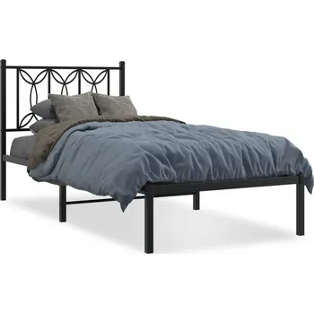 Postel Černý ocelový rám postele 196x80x90 cm s úložným prostorem