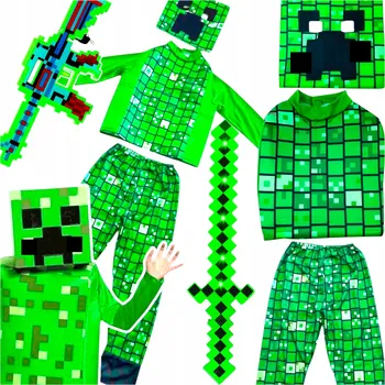 Karnevalový kostým KOSTÝM MINECRAFT PRO CHLAPCE CREEPER - MASKA A OBLEČENÍ, PŘEVLEK NA PLES