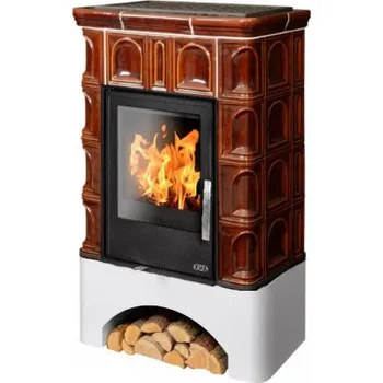 Krbová kamna ABX Britania K I TV 6,9kW bílý sokl hnědá