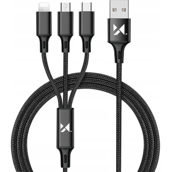 Datový kabel Kabel Wozinsky USB - USB typ C / microUSB / Lightning 1,25 m černý