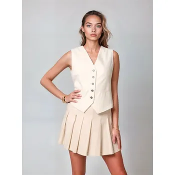 Dámské oblečení Sinsay - Mini sukně se sklady - béžová - 167FJ-02X - 167FJ-02X-XL