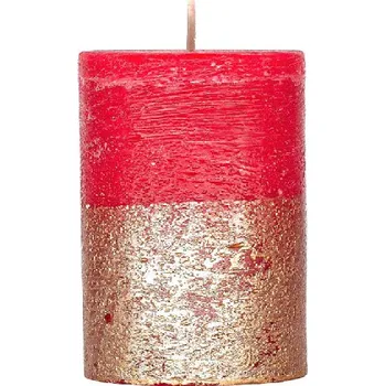 Svíčka ARÔME Rustikální svíčka, metalická červená a zlatá ARÔME