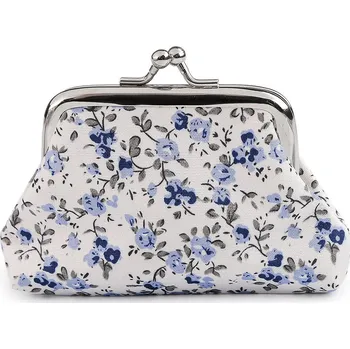 Malá peněženka / mincovka květy, textilní, malé, 6 modrá světlá