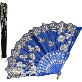 Karnevalový doplněk Barevný skládací vějíř s květinovým vzorem 23 cm