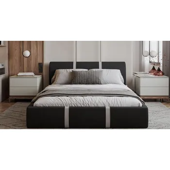 Postel Čalouněná postel PLATINUM černá bílá 140x200 Trinity s kovovým roštem