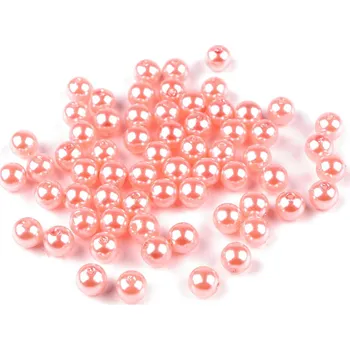 Dětské navlékací korálky Plastové voskové korálky / perly Glance Ø8 mm, malé, F77 pudrová