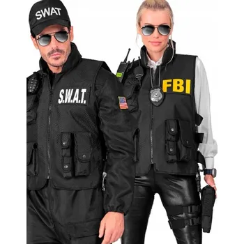 Karnevalový kostým Kostým 3v1: Uniforma SWAT FBI Policie, Vesta Unisex L/XL