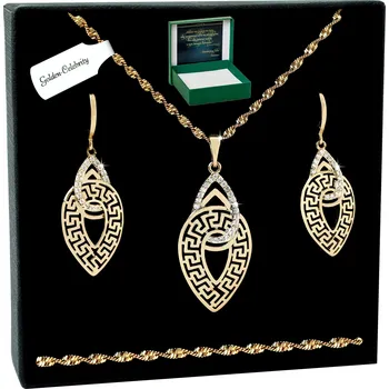 Náušnice KRÁSNÉ ZLATÉ ŘETÍZEK + PŘÍVĚSKEM SE NÁUŠNICE PRO ŽENY