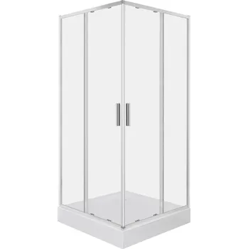 Novoterm Čtvercový sprchový kout NV-Solid SQ CHR 100 SV, chrom/transparent + vanička Victor bílá