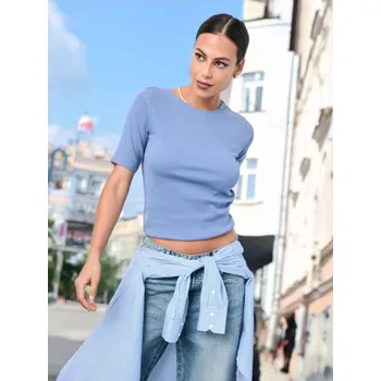 Dámské tričko Sinsay - Bavlněné tričko - světle modrá - 8542J-50X - 8542J-50X-XXS-1