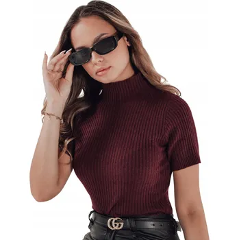 Dámský svetr DStreet dámský svetr červený, přiléhavý, univerzální velikost (sedí na boky)