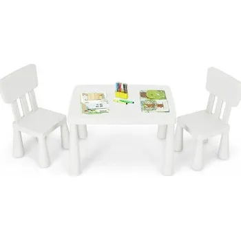 Dětský stůl Dětský stůl se 2 židlemi HW66810WH, bílá - B COSTWAY