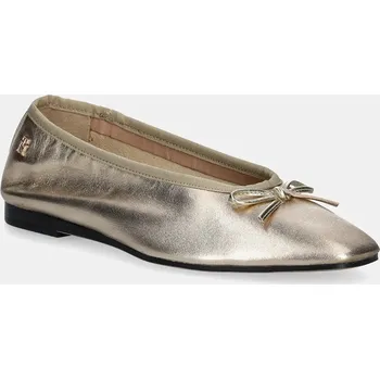 Dámské baleríny Kožené baleríny Tommy Hilfiger BALLERINA SOFT LEATHER METALLIC FW0FW08452 zlatá GLD, EUR 39